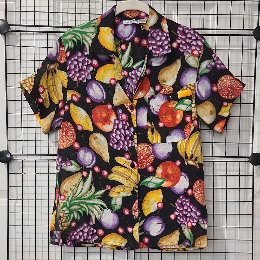 Vintage Vibrant Anne Klein ll Linen Blouse.